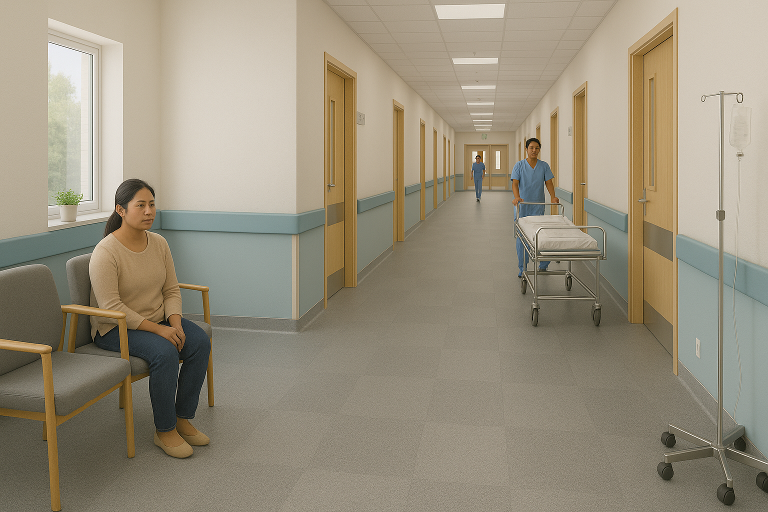 Homogeneous flooring installed in a hospital room in Kathmandu